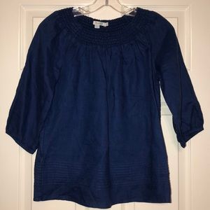 Beautiful Boden dark blue Sz. 2 linen blouse